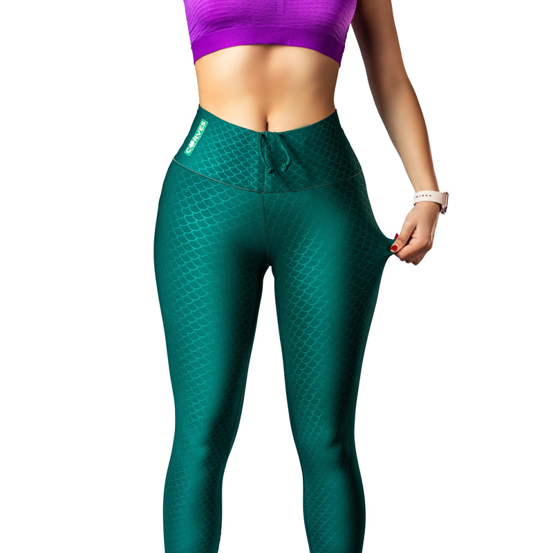 New Curves Green Leggings Premium Colombian Fabric Push Up (Levanta Cola)  Yoga Zumba