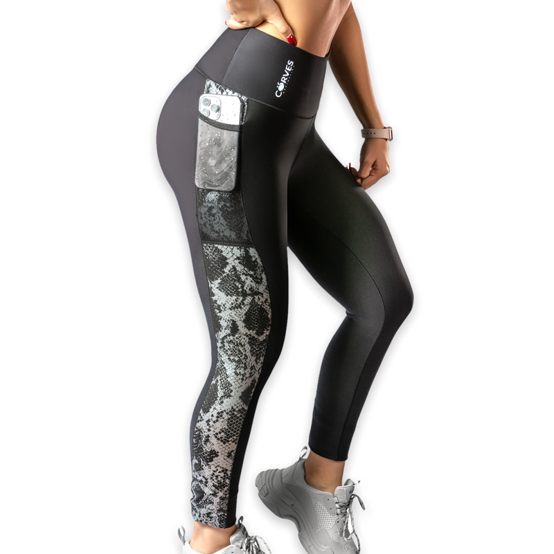 New Curves Black - Camo Stripe Leggings Premium Colombian Fabric Push Up (Levanta Cola) Yoga Zumba