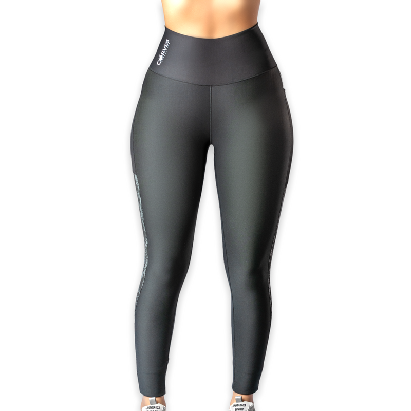 New Curves Black - Camo Stripe Leggings Premium Colombian Fabric Push Up (Levanta Cola) Yoga Zumba